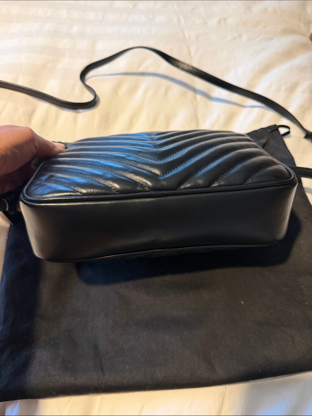 Authentic Saint Laurent Black Quilted Leather Camera Crossbody with YSL Monogram - Picture 2 of 3